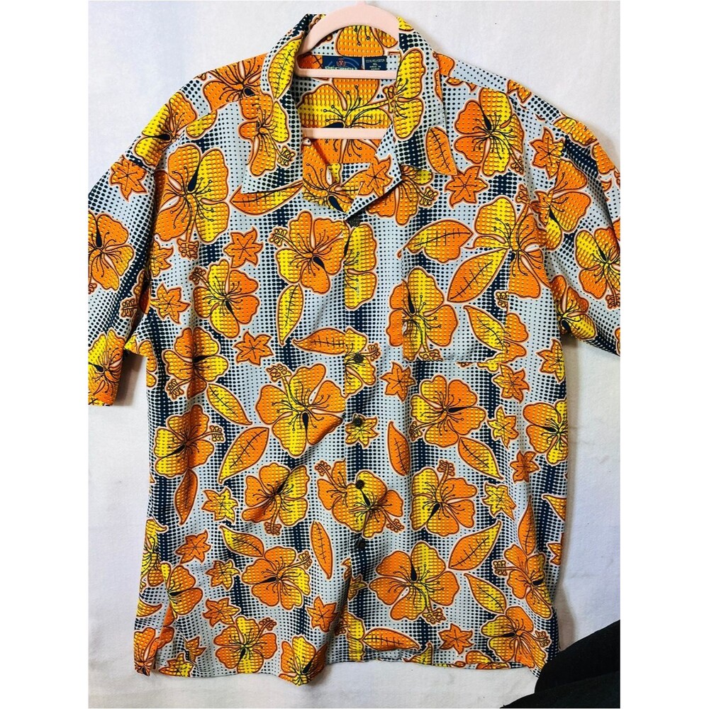 Retro 1990’S W/ Hibiscus Floral Print Funky Button Down Shirt XL